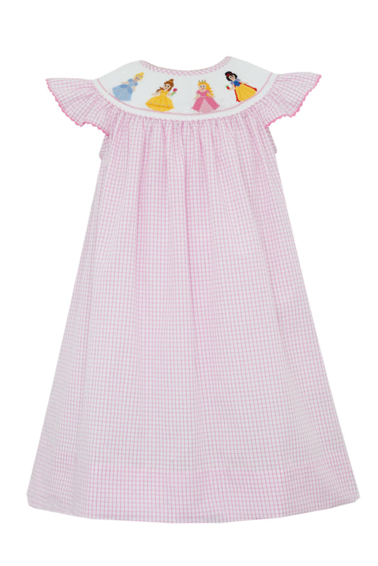 Anavini Toddler Girls Pink Check Bishop Dress - Smocked Princesses by Best Dressed Child