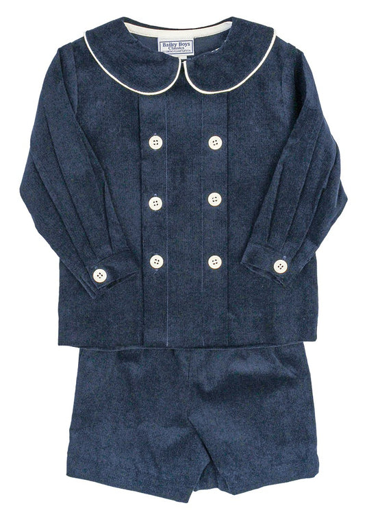 Bailey Boys Dressy Shorts Set - Navy Blue Corduroy by Bailey Boys
