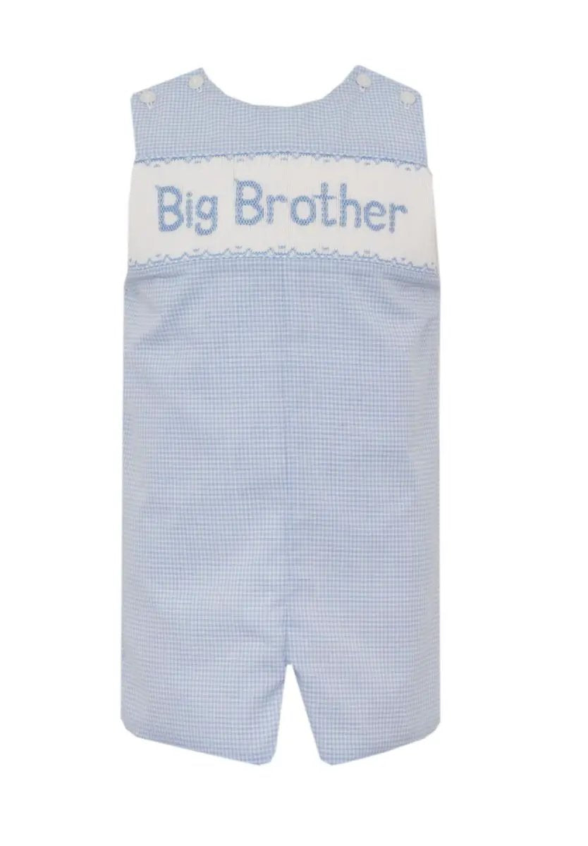 Anavini Boys Blue Gingham Smocked Big Brother Jon Jon