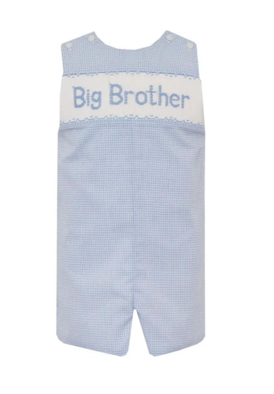Anavini Boys Blue Gingham Smocked Big Brother Jon Jon by Anavini