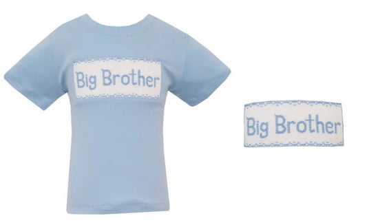 Anavini Boys Light Blue Smocked Big Brother Shirt by Anavini