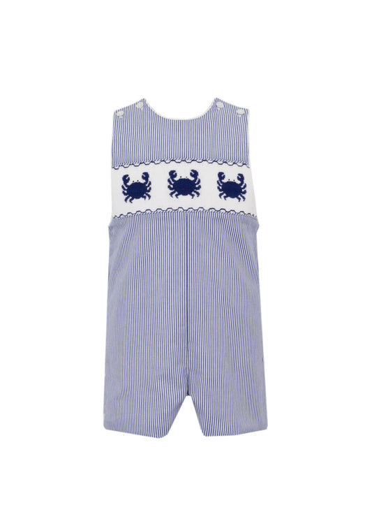 Anavini Toddler Boys Navy Blue Striped Jon Jon - Smocked Crabs by Anavini