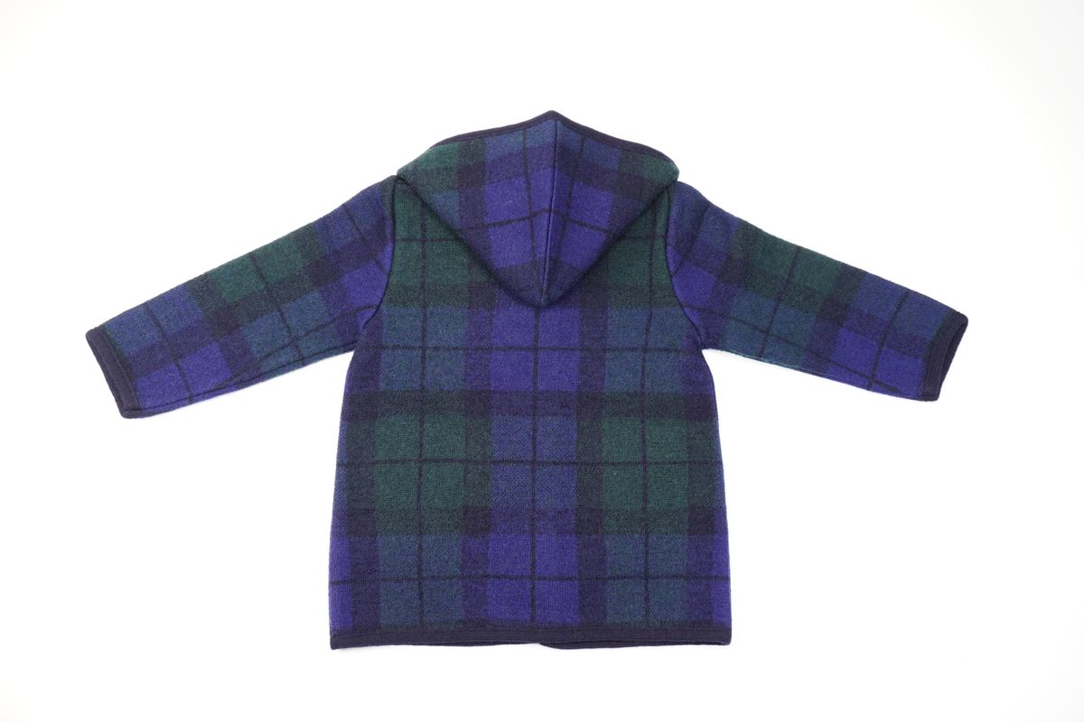 Marae Boys Luxury Coat - Blue & Green Plaid - Toggle with Hood