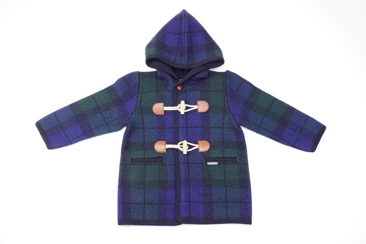 Marae Boys Luxury Coat - Blue & Green Plaid - Toggle with Hood