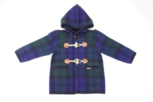 Marae Boys Luxury Coat - Blue & Green Plaid - Toggle with Hood by Marae