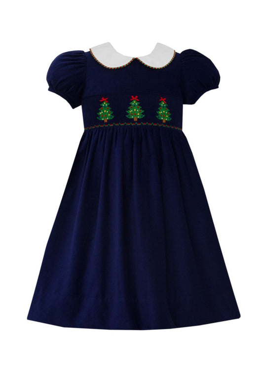 Blue Smocked Christmas Dress Anavini Girls Navy Blue Corduroy Bishop Dress  with Smocked Christmas T  Best Dressed Child Blue Cotton Smocked A-Line  Dress - Infant, Toddler & Girls