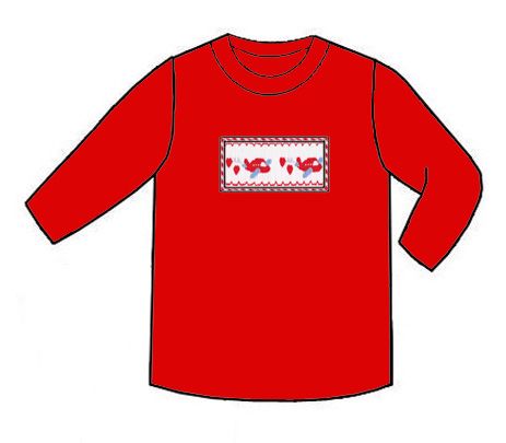 Anavini Boys Red Shirt - Smocked Valentines Day Heart Airplanes