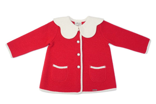 Marae Girls Luxury Coats - Petal Collar Swing Coat - Red
