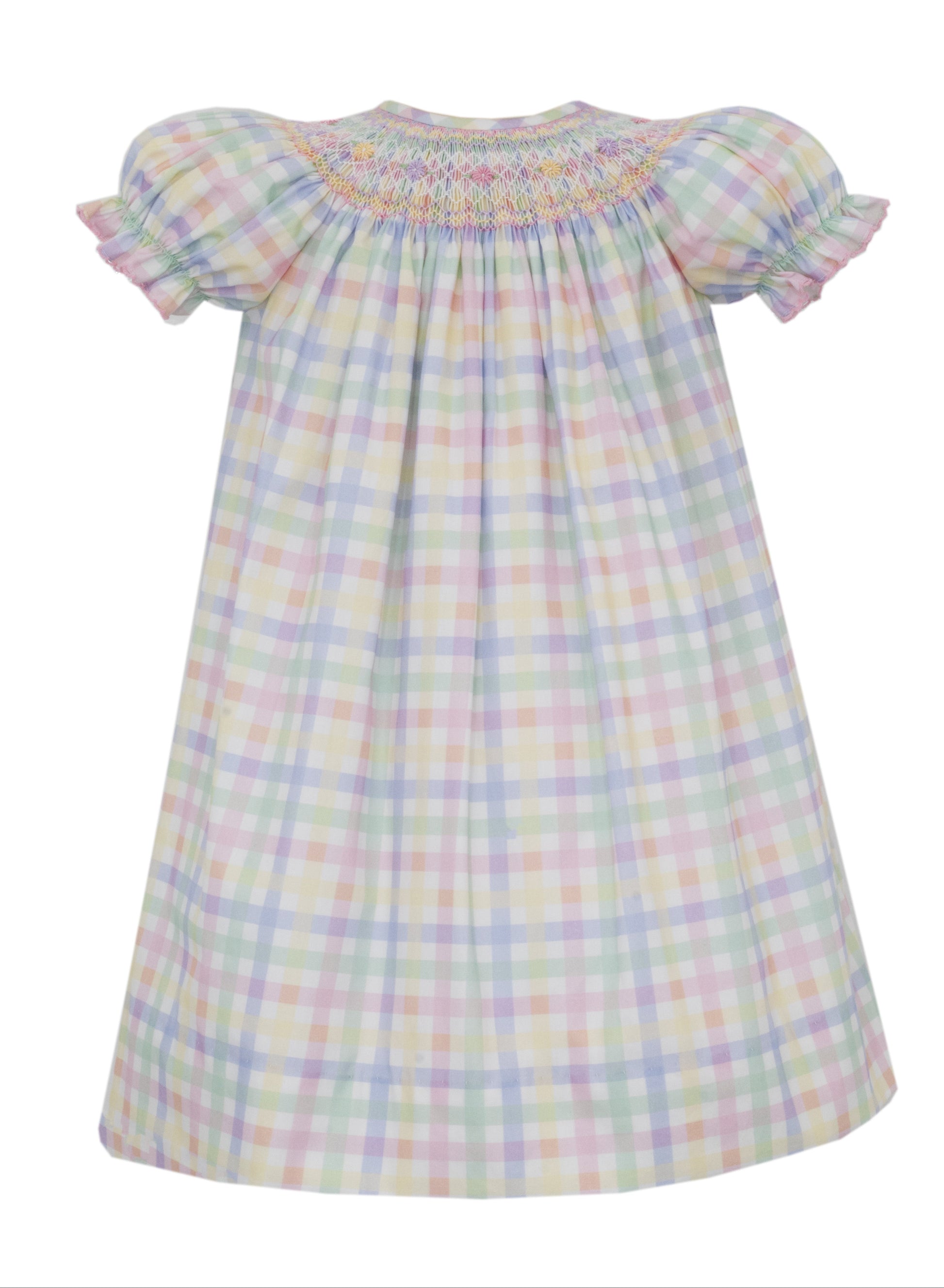 Anavini Couture Girls Pastel Plaid Smocked Bishop Dress
