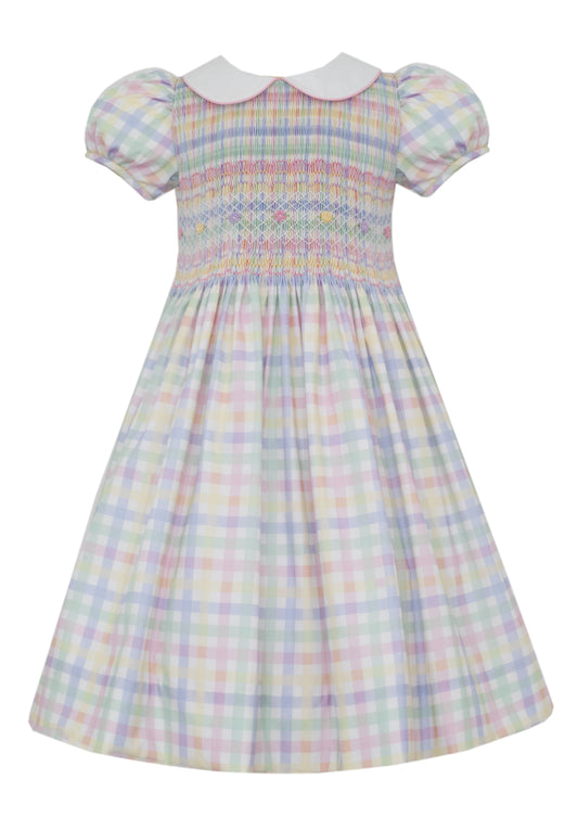 Anavini Pastel Plaid Smocked Dress by Anavini
