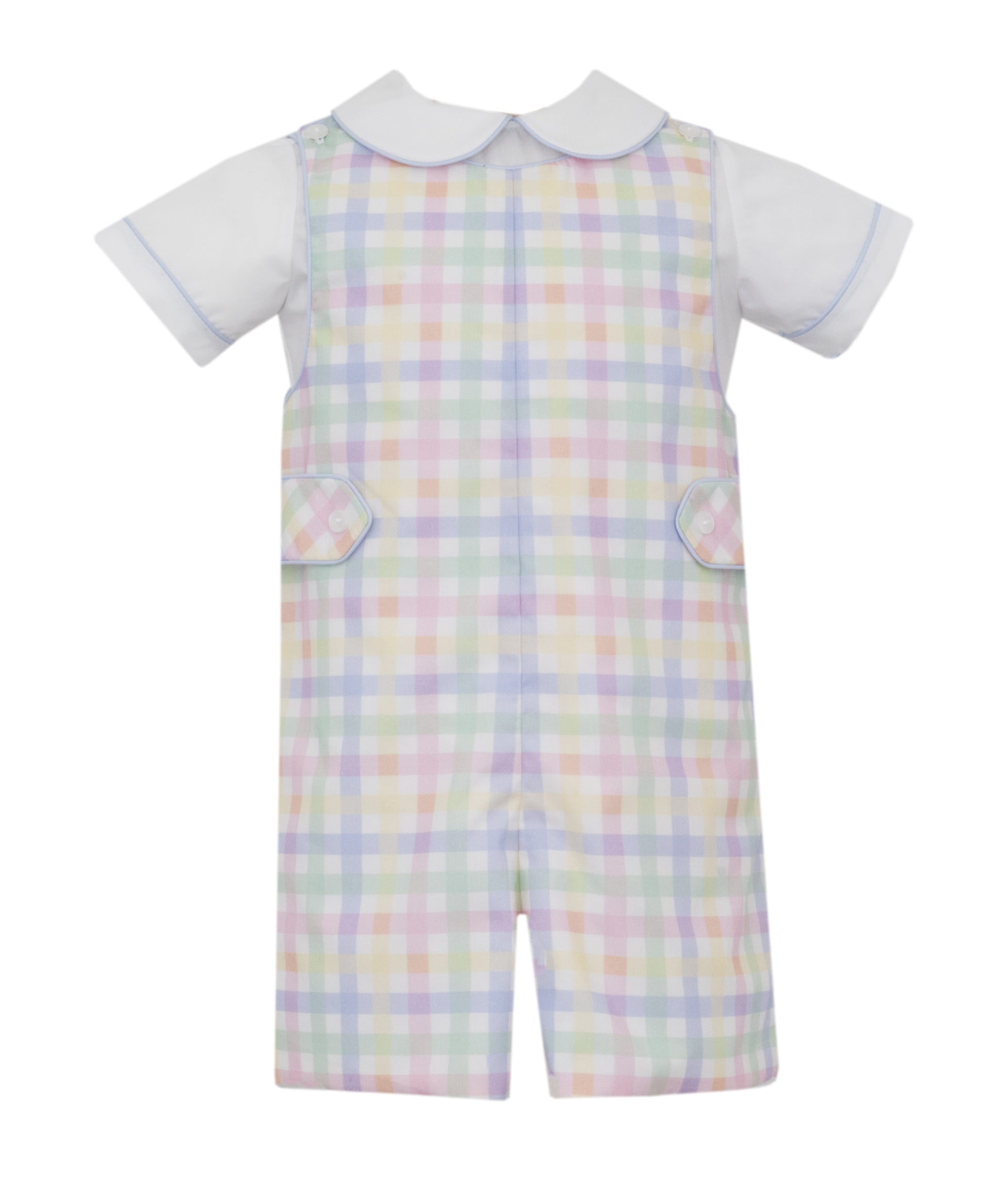 Anavini Boys Pastel Plaid Jon Jon with White Shirt