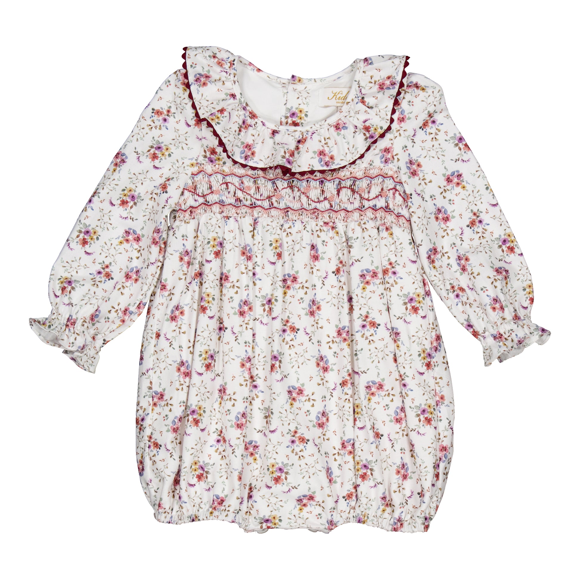 Kidiwi France Girls Anthea Smocked Bubble - Winter Bouquet Floral