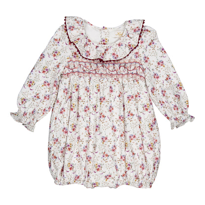 Kidiwi France Girls Anthea Smocked Bubble - Winter Bouquet Floral by Kidiwi
