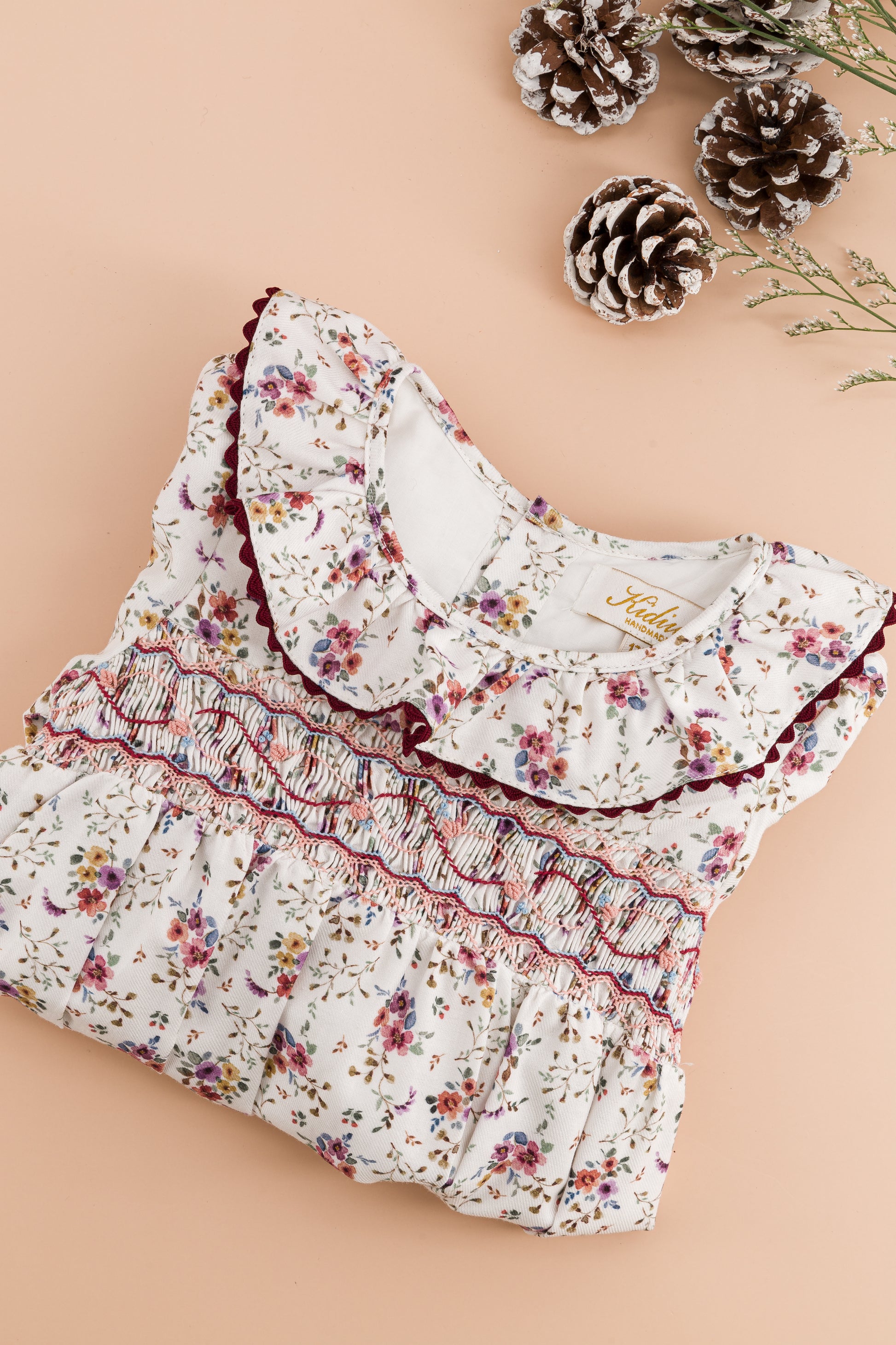 Kidiwi France Girls Anthea Smocked Bubble - Winter Bouquet Floral