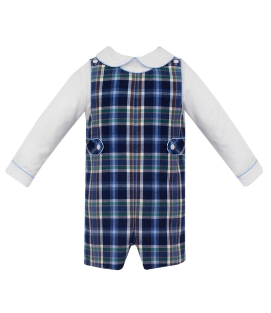 Anavini Couture Boys Blue & Brown Plaid Jon Jon with White Shirt by Anavini