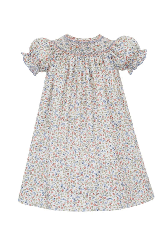 Anavini Couture Girls Blue and Orange Smocked Bishop Dress by Anavini