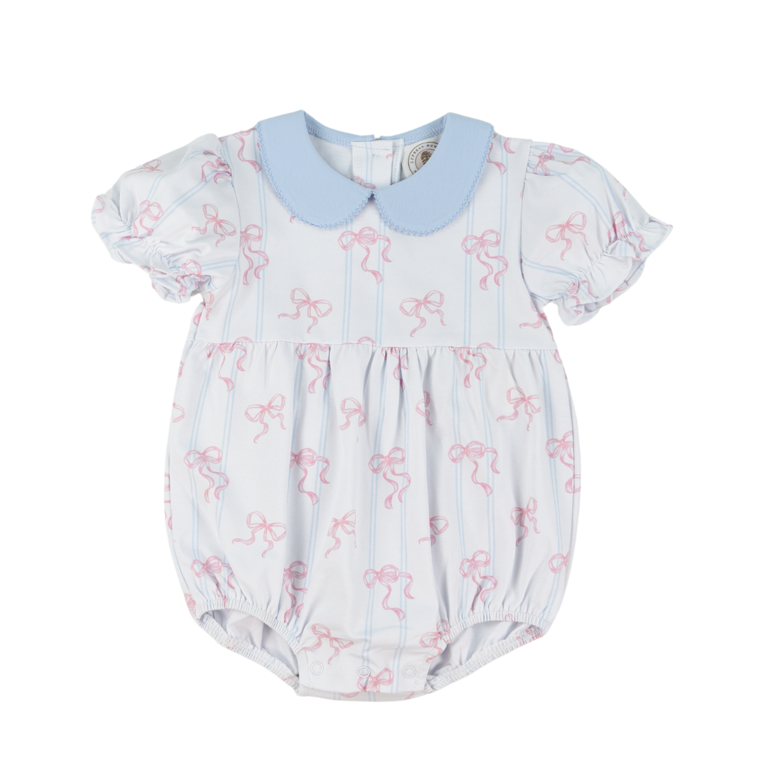 Cypress Row Baby Girls Collins Bubble - Pink Bowtiful Bows - Blue Collar by Cypress Row