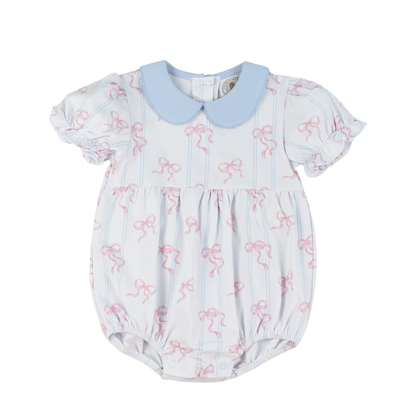 Cypress Row Baby Girls Collins Bubble - Pink Bowtiful Bows - Blue Collar by Cypress Row