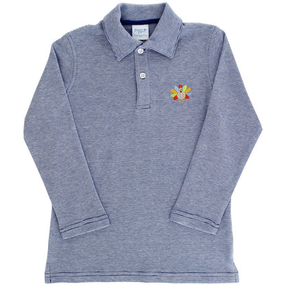 Bailey Boys Royal Blue Striped Polo Shirt - Embroidered Turkey