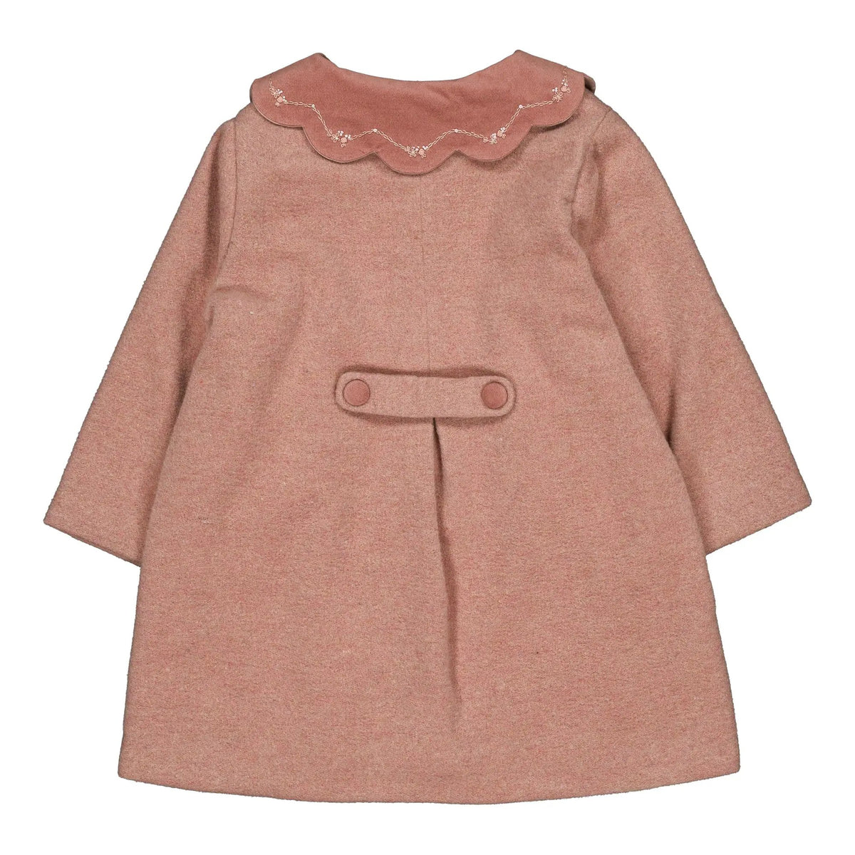 Kidiwi France Girls Pink Wool Maryse Dress Coat - Scallop Collar by Kidiwi