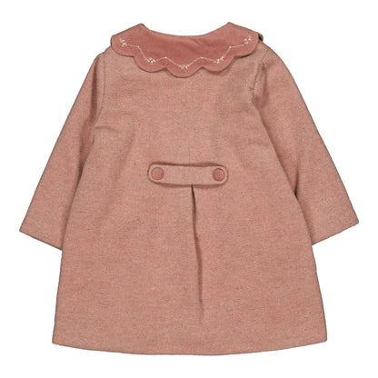 Kidiwi France Girls Pink Wool Maryse Dress Coat - Scallop Collar by Kidiwi