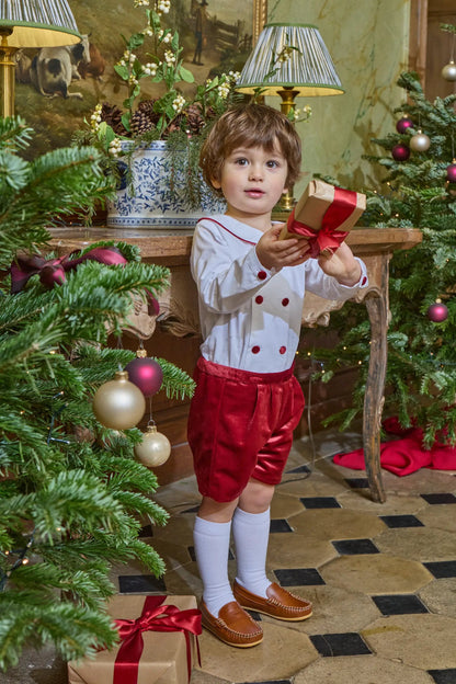 Kidiwi France Boys Velvet Bartholomé Dressy Button On Set - Burgundy by Kidiwi