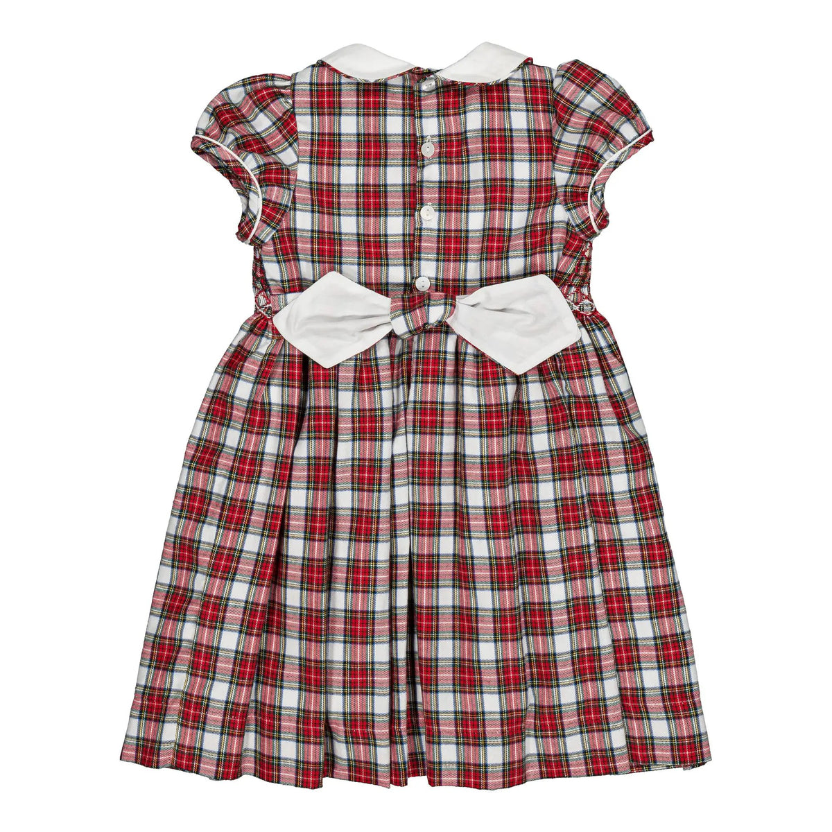 Kidiwi France Girls Red Holiday Plaid Tartan Smocked Rison Dress - Collar by Kidiwi
