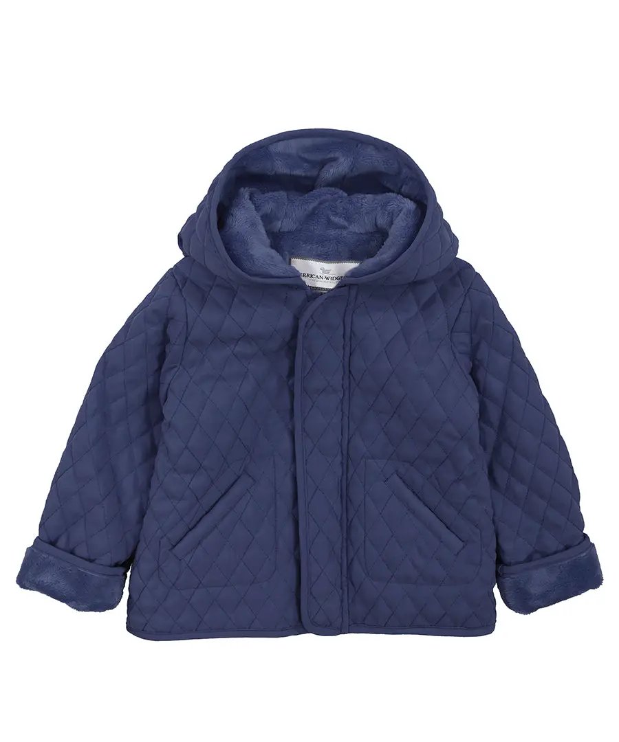 Widgeon Kids Hooded Quilted Barn Jacket Coat - Navy Blue by Widgeon