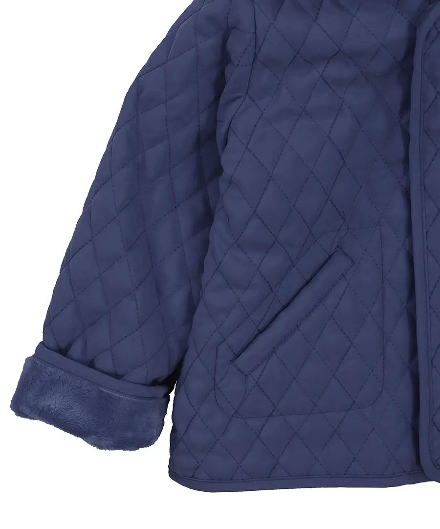 Widgeon Kids Hooded Quilted Barn Jacket Coat - Navy Blue by Widgeon