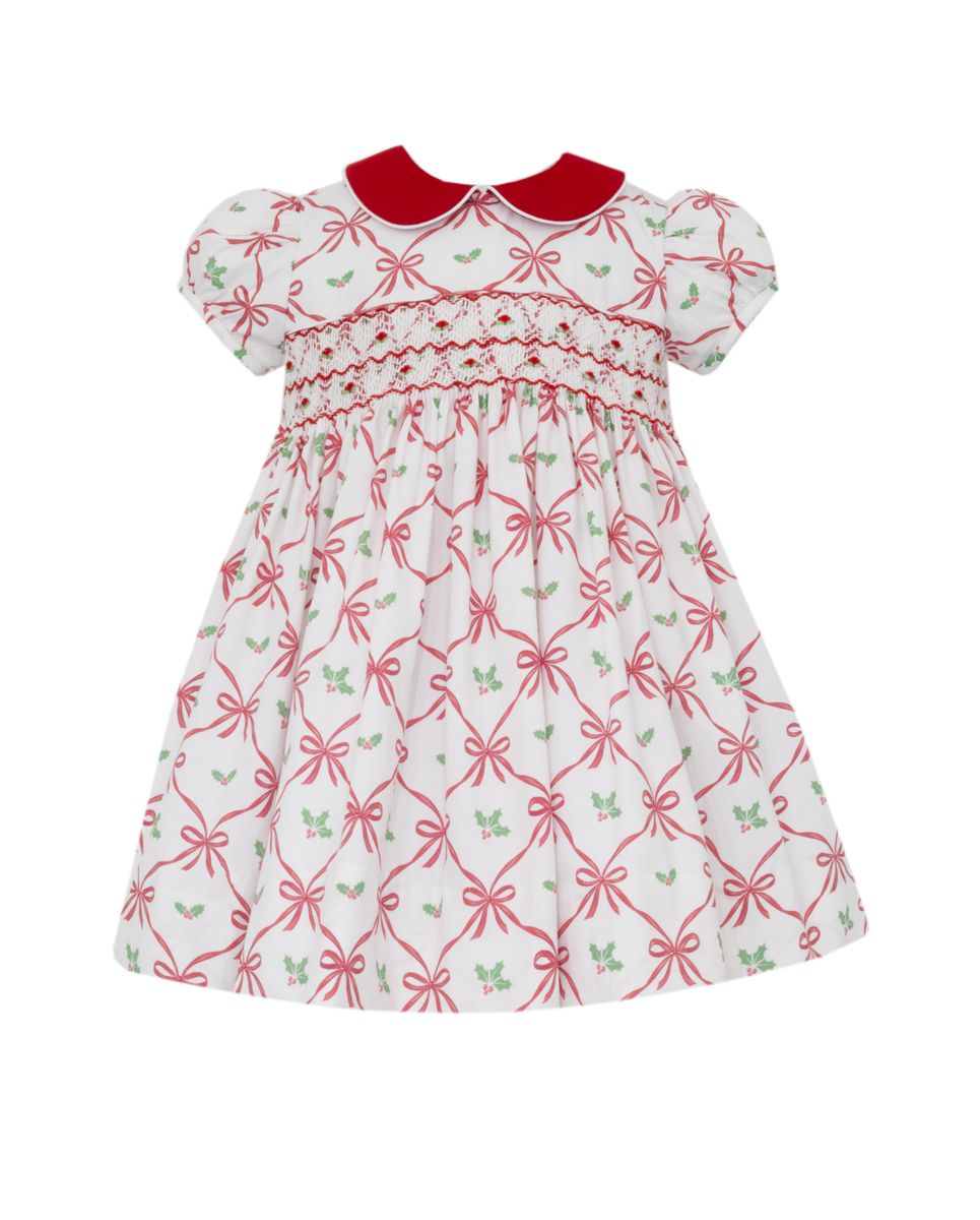 Anavini Couture Girls French Blue Floral Smocked Bishop Dress main image 0