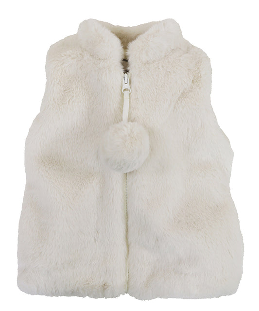 Widgeon Girls Faux Fur Zip Up Vest - Vanilla Layer Cake