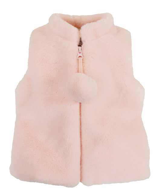 Widgeon Girls Faux Fur Zip Up Vest - Rose Puff Pink