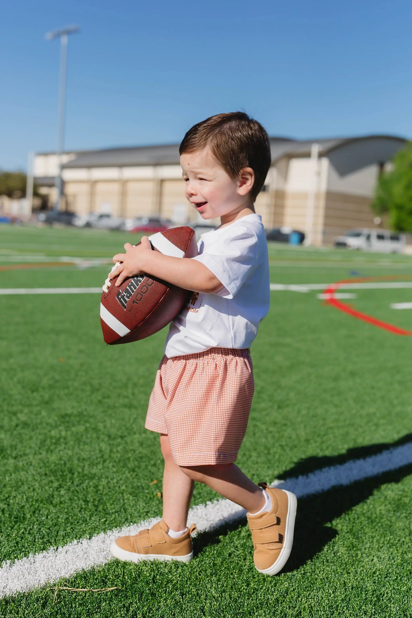 Shop Teeta Boys Shorts Set - Orange Gingham Smocked Texas Longhorns Shirt