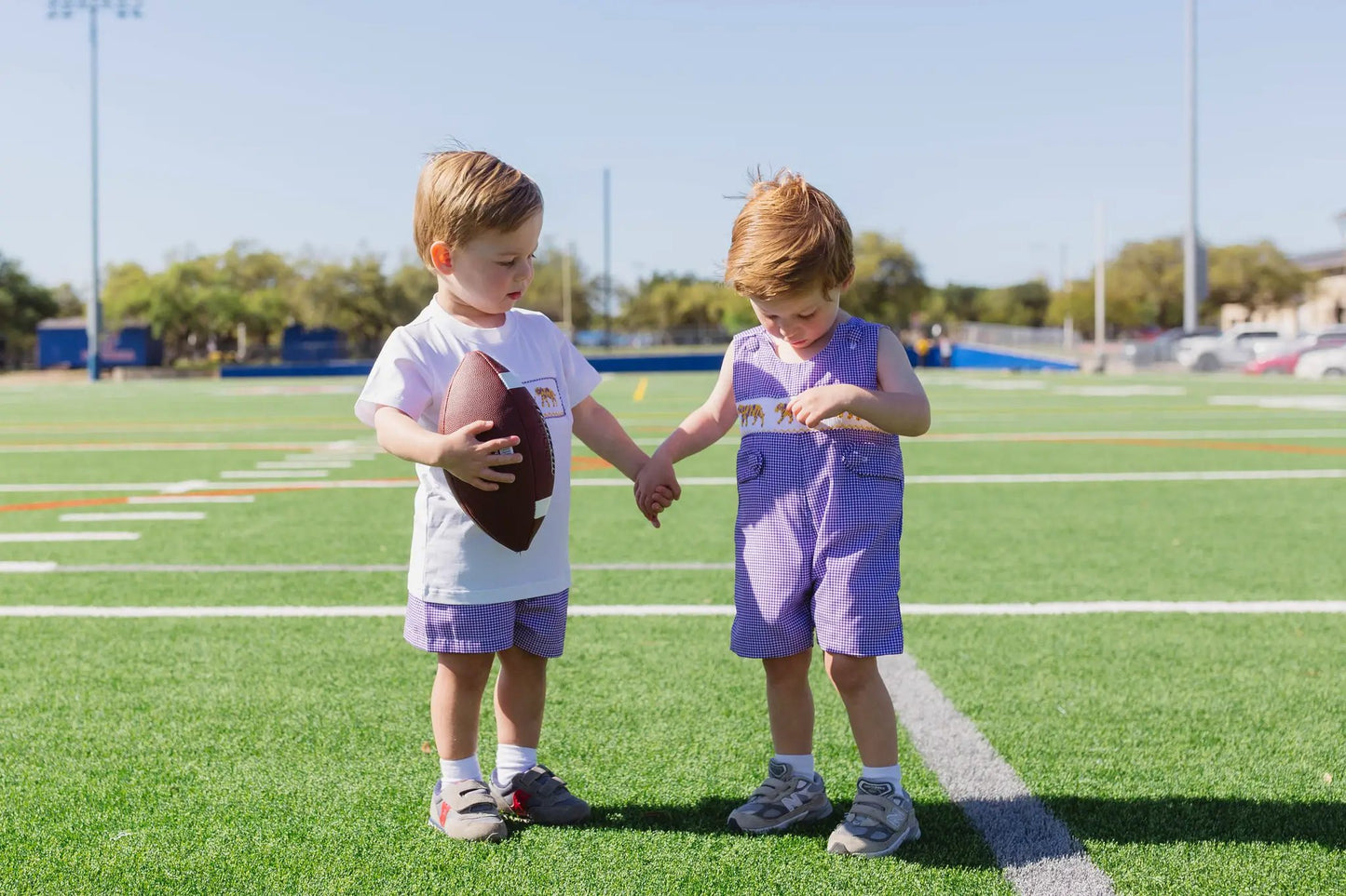 Shop Teeta Boys Shorts Set - Purple Gingham with Smocked LSU Tigers Shirt