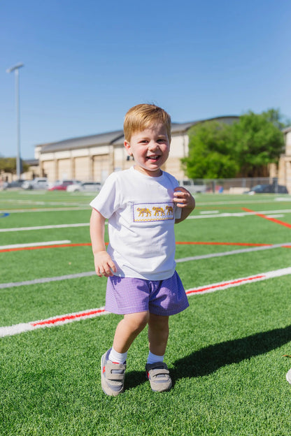 Shop Teeta Boys Shorts Set - Purple Gingham with Smocked LSU Tigers Shirt