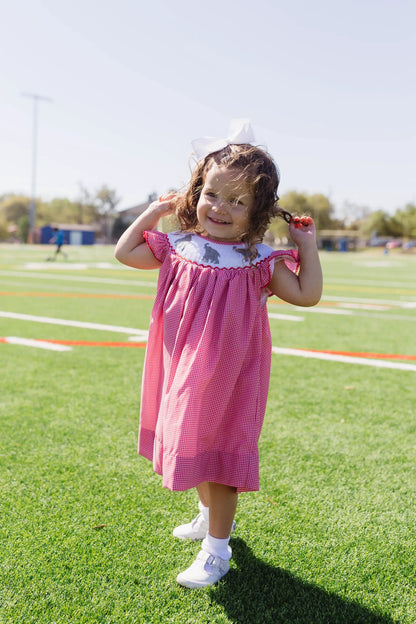 Shop Teeta Girls Kate Dress - Red Gingham Smocked Alabama Elephants