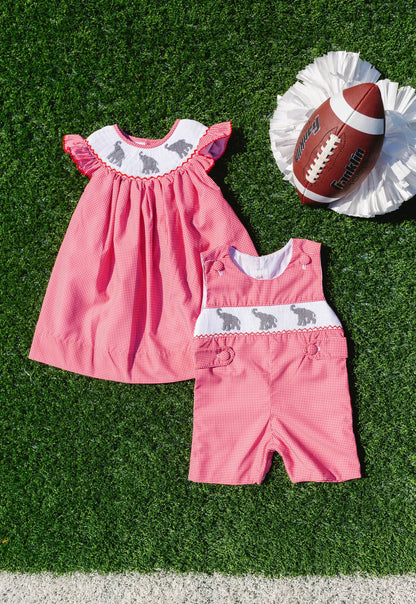Shop Teeta Girls Kate Dress - Red Gingham Smocked Alabama Elephants