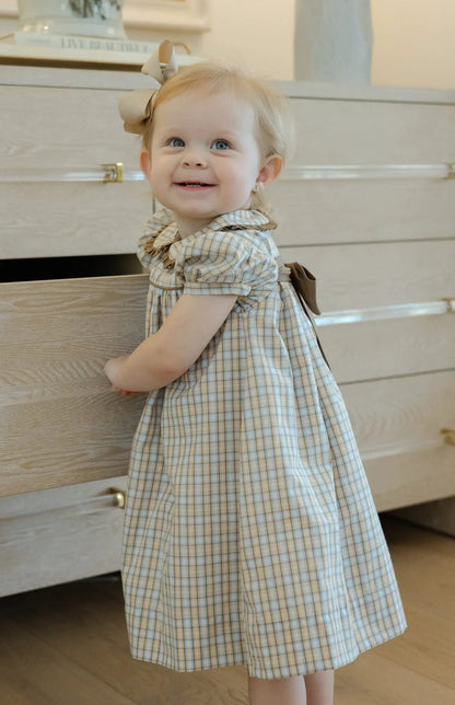Bailey Boys Girls Pecan Plaid Float Dress - Bow on Back by Bailey Boys
