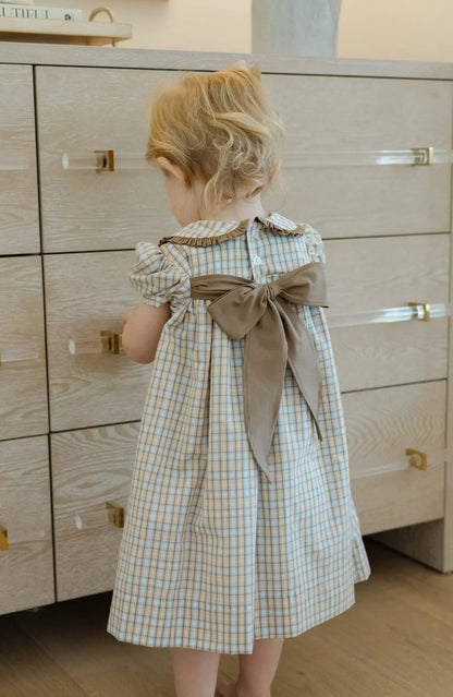 Bailey Boys Girls Pecan Plaid Float Dress - Bow on Back by Bailey Boys