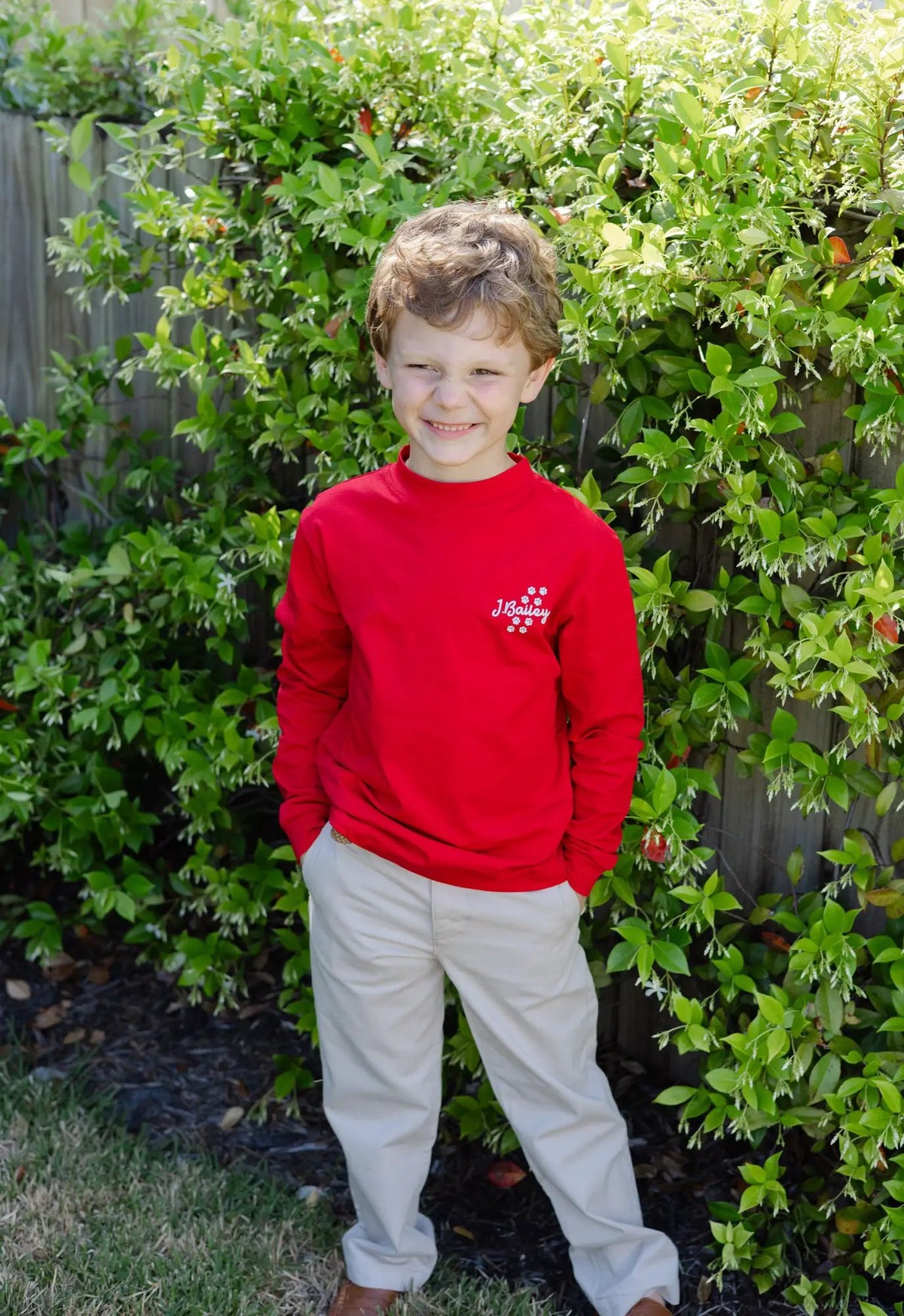 J. Bailey Boys Long Sleeved Logo Tee Shirt - UGA Bulldog Dawg on Red