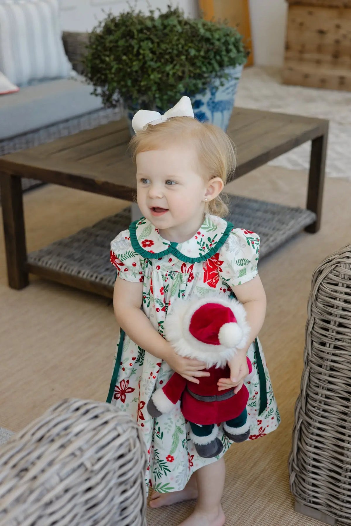 Bailey Boys Girls Green Heirloom Holly Christmas Dress - Side Bows
