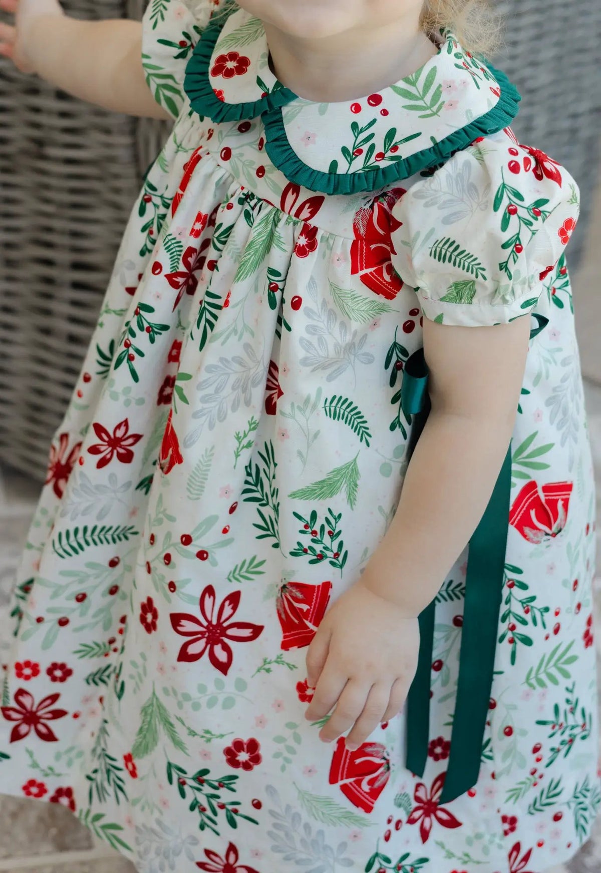Bailey Boys Girls Green Heirloom Holly Christmas Dress - Side Bows by Bailey Boys