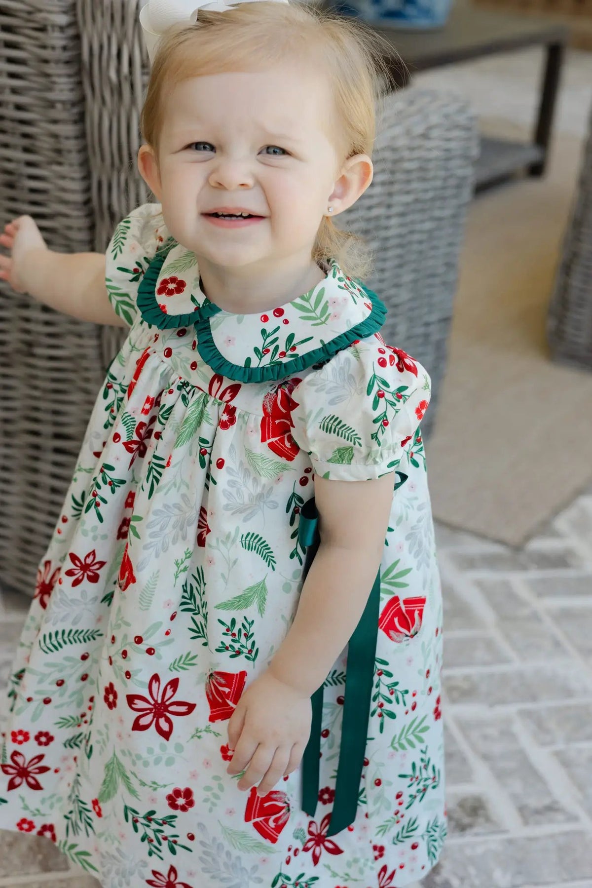 Bailey Boys Girls Green Heirloom Holly Christmas Dress - Side Bows by Bailey Boys