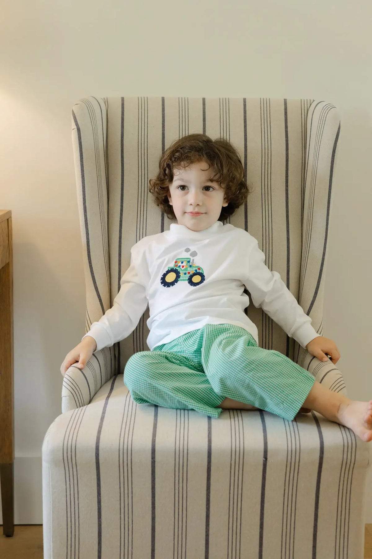 Bailey Boys Green Yuletide Christmas Tractor Pant Set