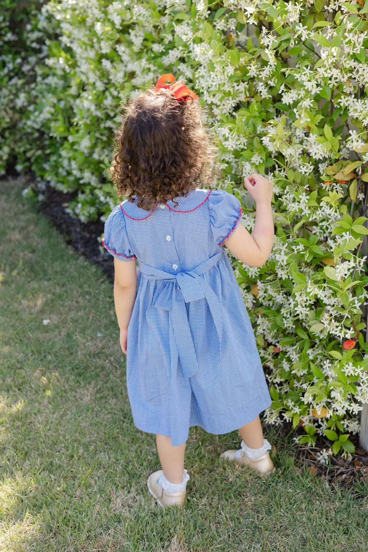 Bailey Boys Girls Blue Check Smocked School ABC Dress