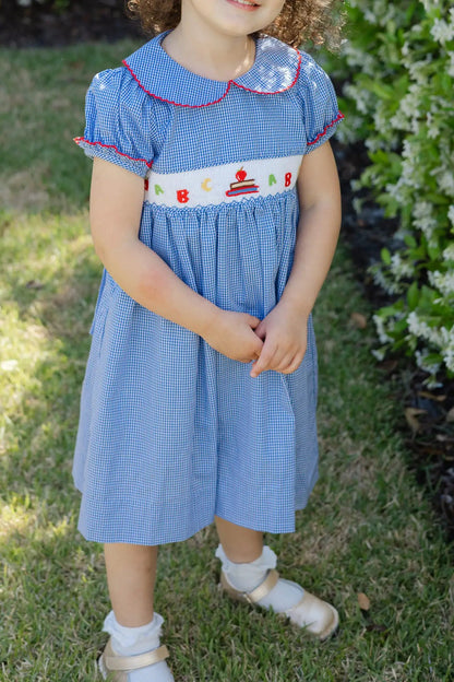 Bailey Boys Girls Blue Check Smocked School ABC Dress by Bailey Boys