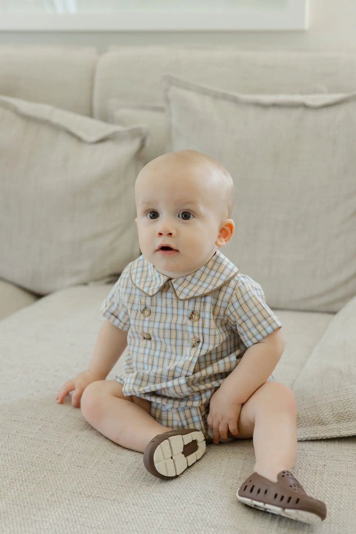Bailey Boys Pecan Plaid Dressy Short Bubble