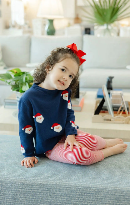 Bailey Boys Santa Print Crew Neck Sweater - Navy by Bailey Boys