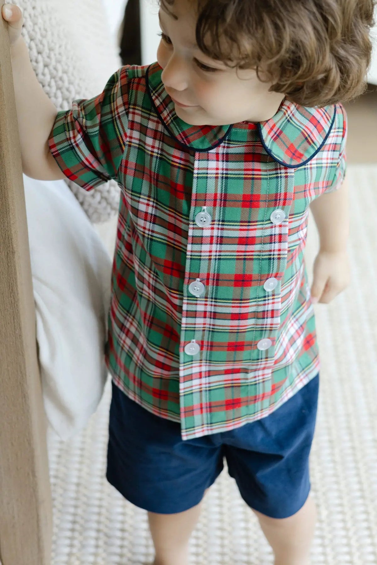 Bailey Boys Christmas Holiday Plaid Dressy Short Set