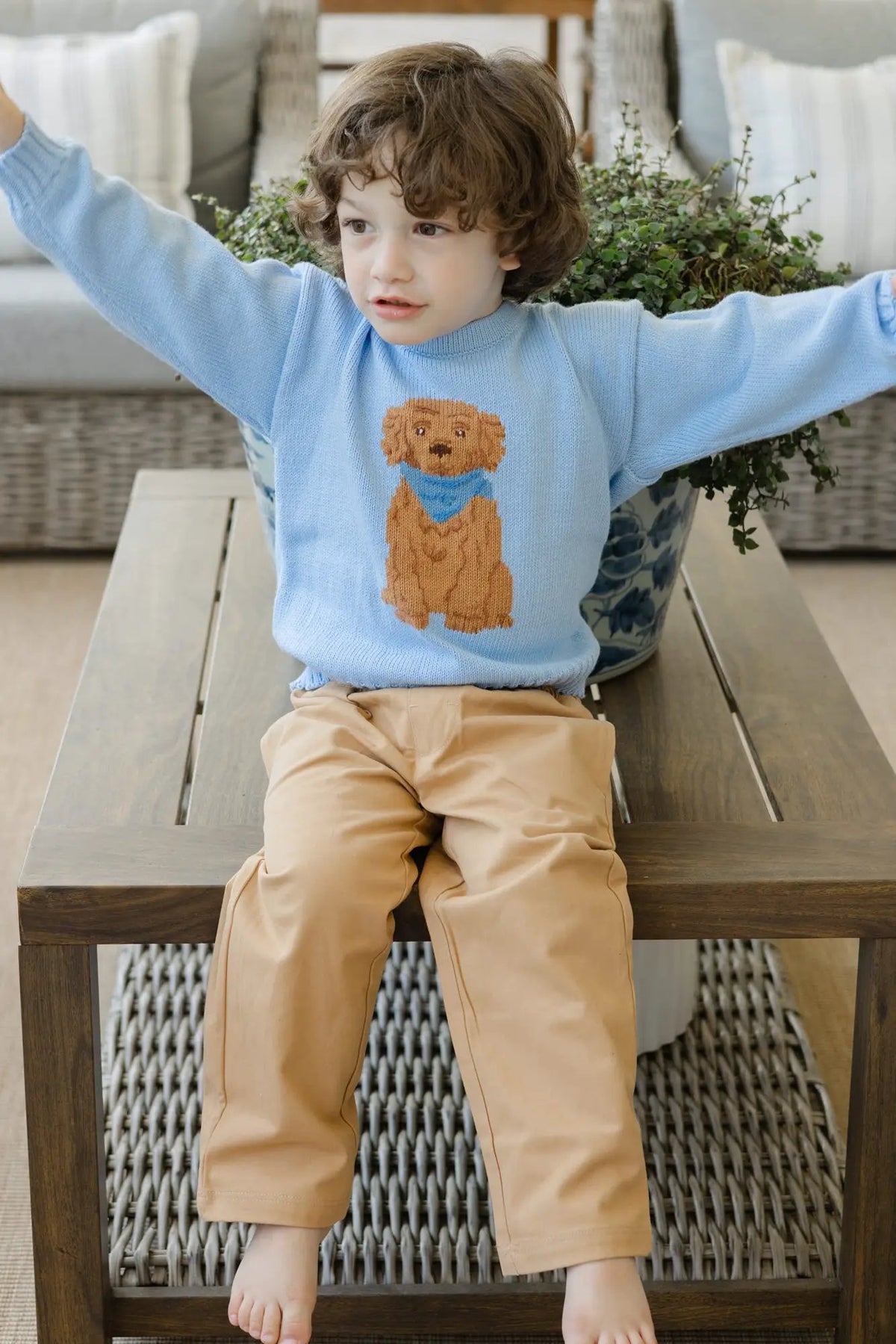 Bailey Boys Doodle Crew Neck Sweater - Light Blue